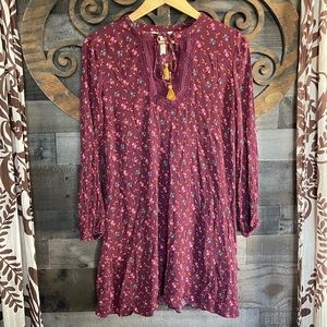 Floral Top Boho Blouse Tassel Tunic Mini Dress (?) Peasant Prairie